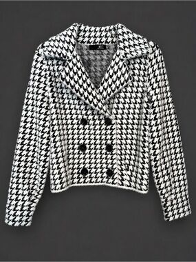 Kut from the Kloth Black & White Houndstooth Pea Coat
